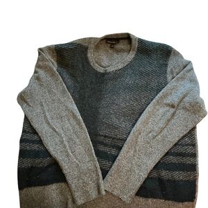 Banana Republic Gray and Black Wool Crewneck Sweater
